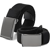 AWAYTR 2 Pack Boys Canvas Golf Belt - Kids Web Uniform Belts for School | Trim-To-Fit, Flip-Top Adjustable Buckle, Fit Kids &amp; Teens Ages 3-16 for Casual Jeans