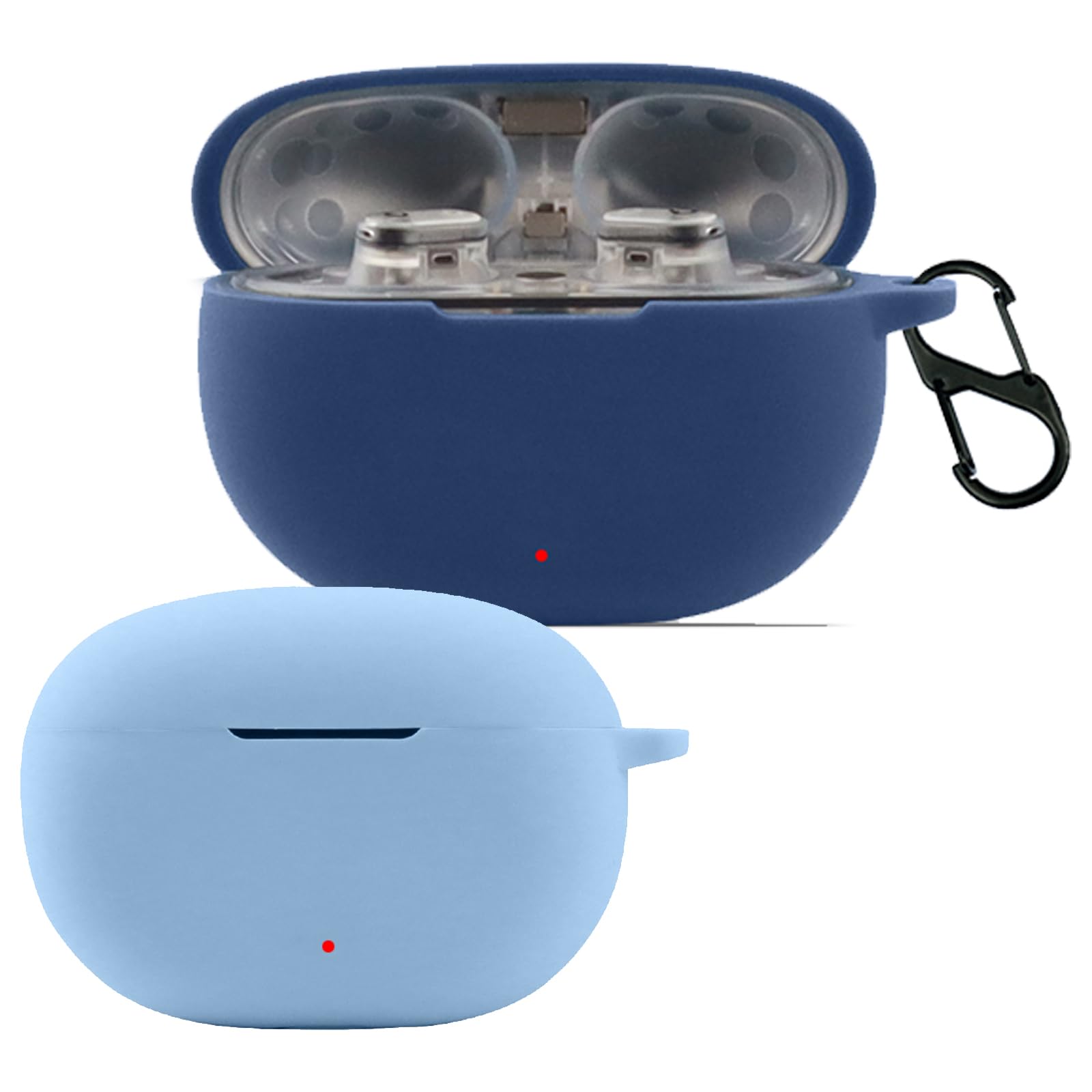 [2 Pack]Case for Beats Studio Buds/Buds+/Buds Plus (2023) with Carabiner,Anti-Scratch Premium Soft Silicone Full Protective Case,Shockproof Ultra Slim Headphone Protective Case,Sky Blue + Dark Blue