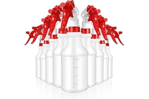 Gandeer 10 Pack Spray Bottles 16 Oz Empty Water Spray Bottles for Cleaning Heavy Duty Refillable Squirt ‌container with Measurements Adjustable Nozzle for Household Commercial Industrial(Red)