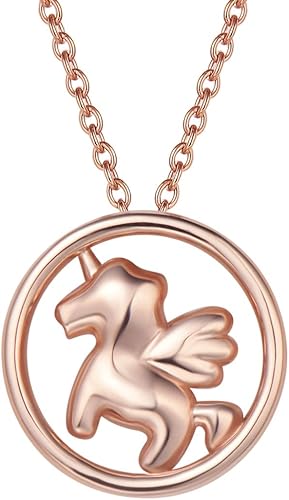 Amazon Co Jp Agvana ユニコーン ネックレス レディース K18 ピンクゴールドメーキ シルバー925 金属アレルギー対応 動物ネックレス アクセサリー 女性 人気 母の日 プレゼント ジュエリーギフトボックス付き 飛馬ネックレス ジュエリー