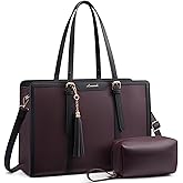 LOVEVOOK Laptop Bag for Women 17.3 inch Lightweight PU Laptop Tote Bag, Large Capacity Computer bag with Clutch Purse for Business, Work, Office, Travel, School,Casual