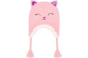 LUCKYBUNNY Toddler Girls Cat Ear Winter Hat Warm Knit Beanie Kids Earflap Cap for Cold Weather