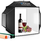 Light Box, PULUZ 16"x16" Studio Light Box with 480pcs LEDs Lights 4 Color PVC Photography backdrops Shooting Tent for Jewelry and Product Portable Lightbox Picture Box for Photography (Upgrade)