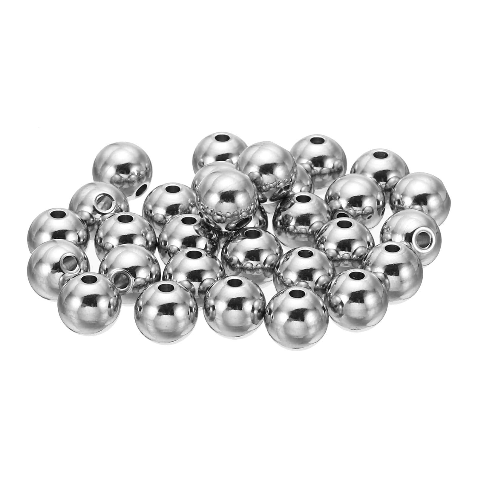 PATIKIL Smooth Round Spacer Beads, 50 Pcs 8mm OD 2mm ID 304 Stainless Steel Loose Balls Spacers Metallic Seamless Ball Beads for DIY Bracelet Necklace Earring Jewelry Making, Silver — image 1