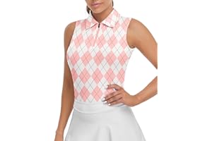Soneven Womens Sleeveless Golf Shirt Moisture Wicking Athletic Golf Tank Top Printed Polo Tennis Shirts (XS-3XL)