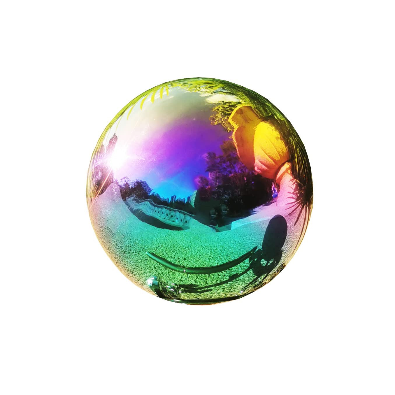 Pangmao 150mm Stainless Rainbow Gazing Ball Garden Sphere Mirror Decorative Balls Reflective Gazing Globe for Shiny Home Garden Ornament Decorations (6 Inch)