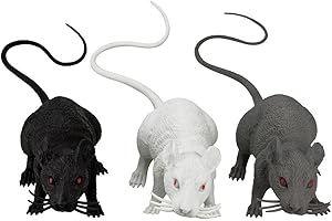 XONOR Halloween DÃcor Set of 3 Realistic Looking Spooky Mice Rats, Super Large Plastic Mouce for Best Halloween Decoration, 3 Colors (White & Black & Grey)