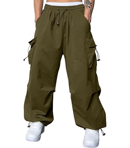 Alalaso Men's Cargo Pants Casual Hip Hop Parachute Pants