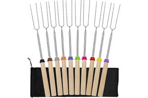 10Pcs Marshmallow Roasting Stick, Marshmallow Roasting Sticks 32 Inch Telescoping Barbecue Forks for BBQ Camping Campfire Gri