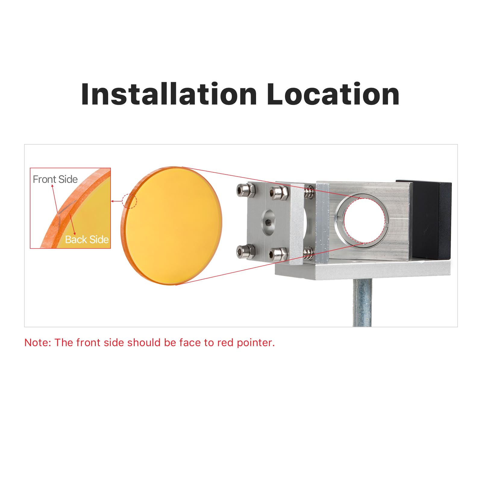 Cloudray Laser Beam Combiner Lens Diameter 25mm for CO2 Laser Engraving Cutting Machine to Adjust Light Path and Make Laser Visible