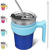BJPKPK 10oz Tumbler With Handle Stainless Steel Insulated Tumbler Cups With Lid And Straw For Home, Office or Car,Sky