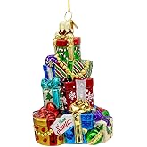 Kurt Adler 4.5" Bellissimo Glass Stacked Presents Ornament.