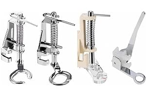 HONEYSEW 4PCS Large Metal Darning/Free Motion Presser Foot Set for Low Shank Singer, Brother, Janome, Juki, and More Sewing Machines - Include Close Toe, Open Toe, Quilting and Embroidery Foot