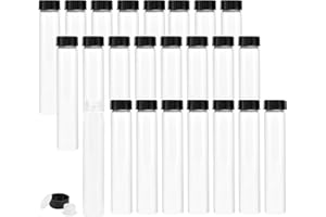 Cadbibe 50ml Clear Glass Vials with Screw Caps and Plastic Stoppers, Small Liquid Sample Glass Test Tubes, Leak-Proof Glass Bottles, 25PCS