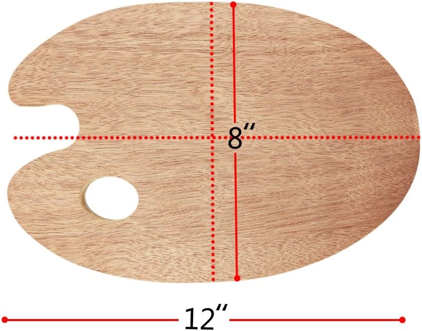 Weoxpr 8" x 12" Oval Wooden Painting Palette - 3 Pack