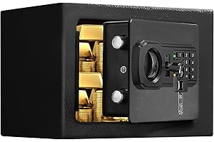 APRXUVOT 0.3 Cu ft Small Personal Safe Box, Mini Kid Safe with Combination Lock and Keys, Digital Safe for Kids Home Hotels Business…