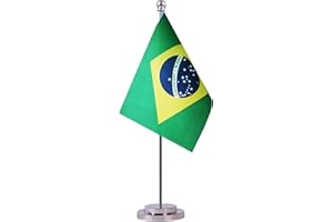 KRMKOT Brazil Brazilian Desk Table Flag, Small Mini Brazil Brazilian Desktop Flag,Miniature International World Country Flags,Festival Events Celebration,Office decoration