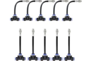 10 Pcs Brass Misting Nozzles Tee with 8 inch Built in Hose, 360° Adjustable Water Mister Nozzles Thread Sprayer 0.043' Mistin