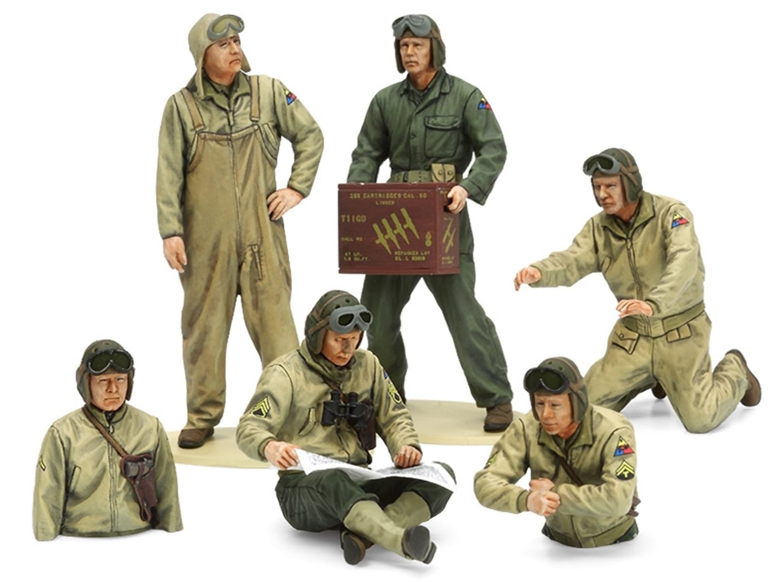 TAMIYA 35347 Toy Military 1:35 US Tank Crew Vehicle, Yellow, Blue, Green, Grey, Small