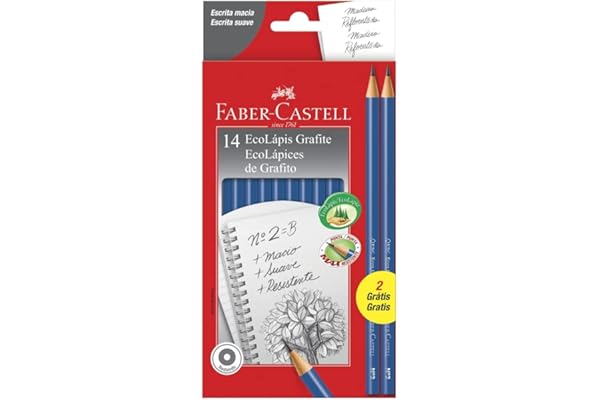 Lápis de cor,Faber-Castell,PM/1210AZ12+2; Ecolápis Grafite Max nº 2HB, Azul, Redondo; 12+ 2 unidades