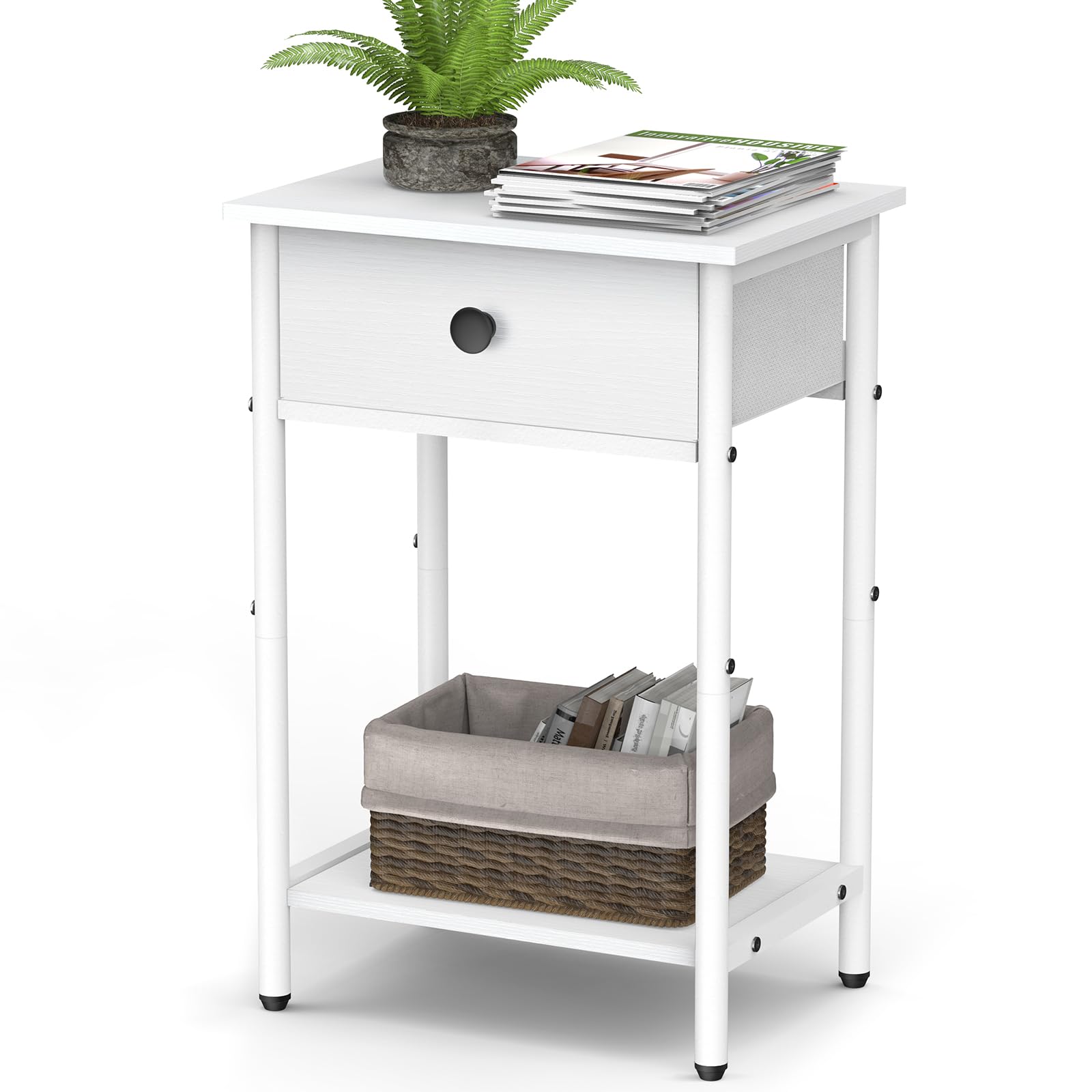 Photo 1 of Pabroni Night Stand Bedside Tables for Small Space End Table with Drawer Side Table Night Stands with Wood Open Storage Shelf, Rustic Side Table for Bedroom, Living Room, Study, Office, Pantry
