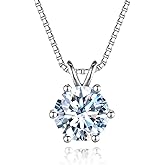 YQWHKJ 925 Sterling Silver Moissanite Necklace for Women 1-2CT D Color VVS1 Diamond Pendant with Box Chain 18" White Gold/Yellow Gold Perfect Jewelry Gifts