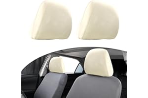 cerfioo 2 PCS Car All-Inclusive Headrest Cover, Soft Elastic Breathable Seat Headrest Anti-Dirty Cover Headrest Cover Protector, Car Decoration Modification Accessories, for Most Car Models (Beige)