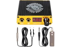 Dragonhawk Lcd Dual Tattoo Machine Gun Power Supply Foot Pedal Clip Cord P077 (Golden)