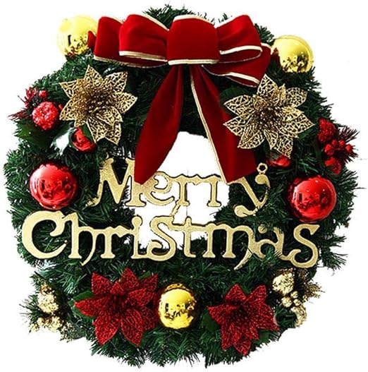 Lettera Buon Natale.30cm Di Natale Corone Ghirlanda Ornamento Con La Lettera Di Buon Natale Corona Di Natale Decorazione Con Campane Palle Bowknot Per House Per Parete Amazon It Amazon It