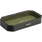 SANZIE Leather Tray Organizer Small Trays Decorative Tray Desktop Storage Premium Serving Tray Valet for Sundries Cosmetics Keys Phone Wallet Cutlery (Black, Small)