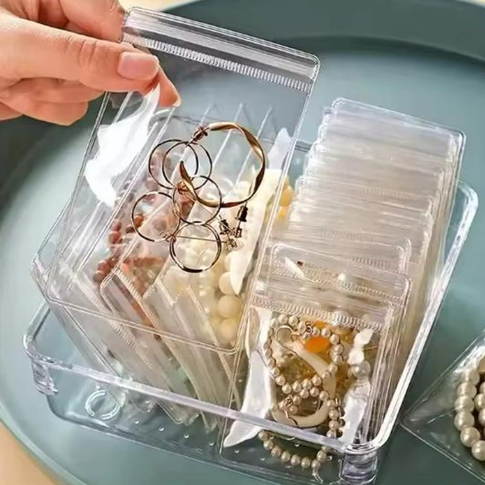 Photo 1 of 1/50Pcs PVC Jewelry Storage Box Earring Rings Necklace Large Space Jewelry Storage Book Dustproof Packing Bag (sealed bag)