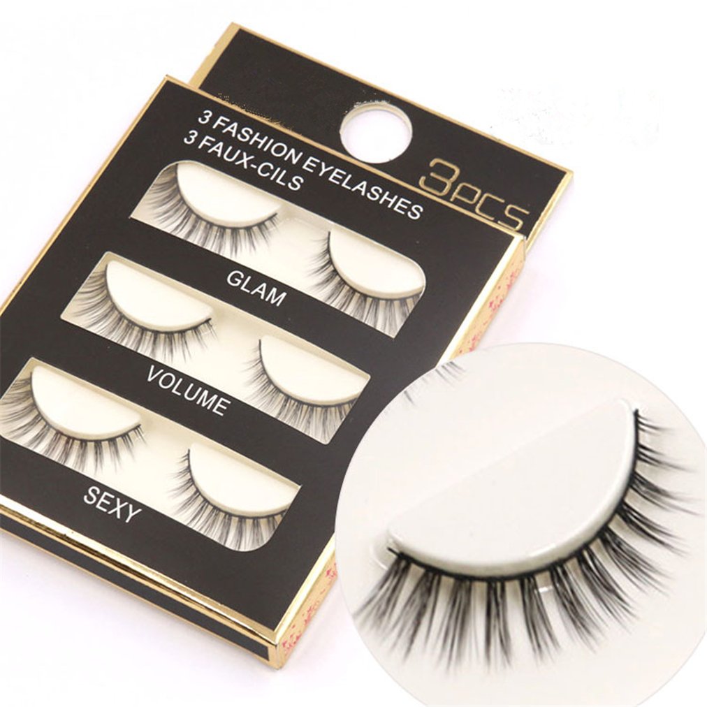 BrilliantDay 3 pairs Long Natural Handmade False Eyelashes Fake Eye Lash False Eyelashes Extension Makeup Decoration