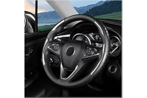 TSUGAMI Carbon Fiber Car Steering Wheel Cover, Silicone Segmented Non-Slip Breathable Comfortable Vehicle Steering Wheel Prot