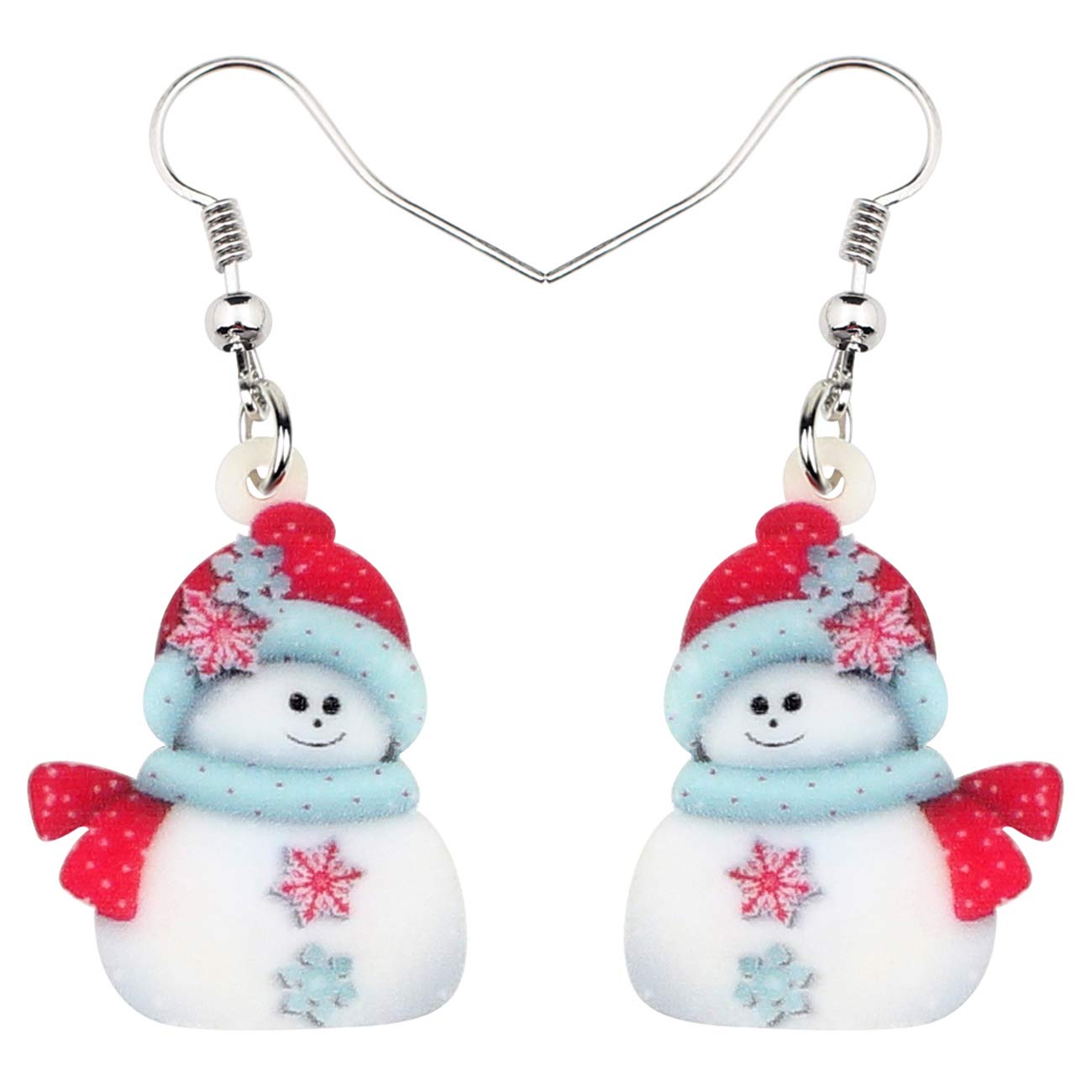 Bonsny Acrylic Drop Dangle Christmas Gifts Frosty Snowman Earrings Ornaments Decorations Jewelry For Women Accessories (White)