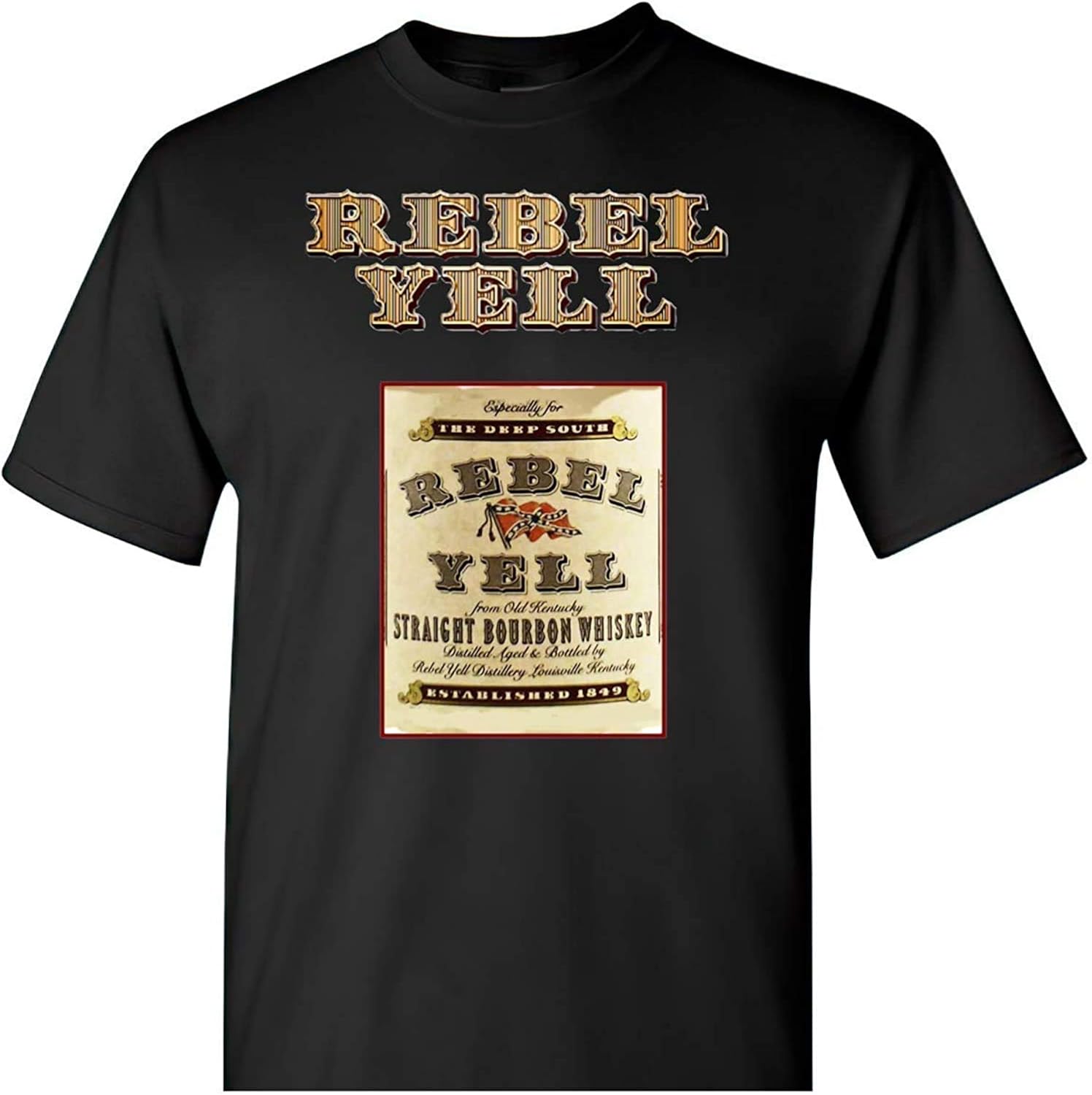 Mens Tshirt Rebel Yell Straight Bourbon Whiskey Vintage Artists