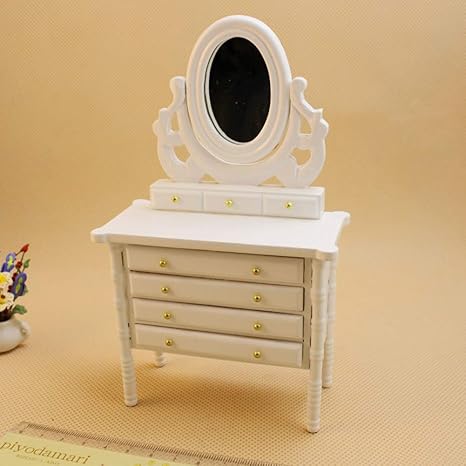 FidgetGear 1:12 Kids Mini White Simulate Princess Style Dresser for Doll House