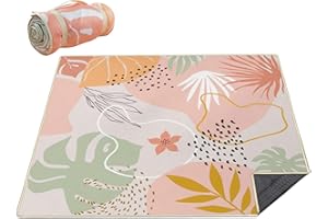 Cuslnox Picnic Blankets Waterproof Foldable Extra Large,80"x 80" Outdoor Beach Blanket Sandproof,3-Layer Lightweight Handy Mat Tote Picnic Camping Rugs for Outside Your Rv(Boho Pink Botanical)