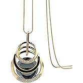 Merdia Triple Layer Pendant Necklace Long Statement Pendant Necklace Long Sweater Chain | Long Necklaces for Women | Summer Necklaces | Jewelry for Girls | Boho Necklaces for Women