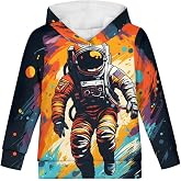 KIDVOVOU Boys Girls Cool 3D Galaxy Wolf Print Hoodies Pullover Kids Sweatshirts 6-16 Years