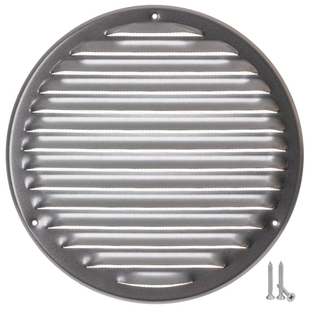 LIRAST 200mm Vent Cover Galvanised Steel - 8 inch Wall Vent Cover with Insect Mesh - Round Ceiling Soffit Vents - External Vent Cover - Metal Ventilation Grilles - Air Vent Covers for Walls