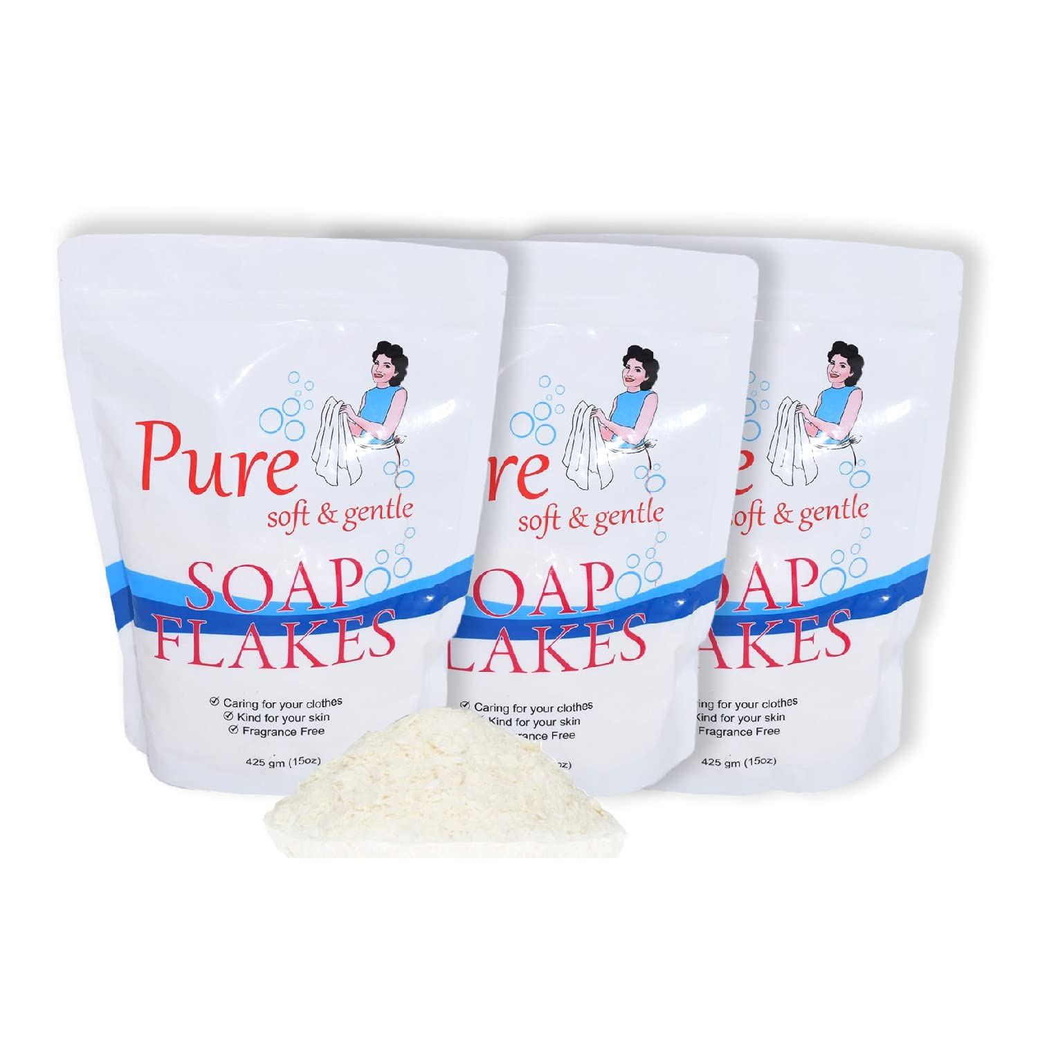 Playlearn Original Pure Soap Flakes Boxed for Laundry -Pack of 3 Fragrance-Free Soap Flakes for Washing Machine Vegan Friendly-No Allergens Laundry Soap for Clothes Washing