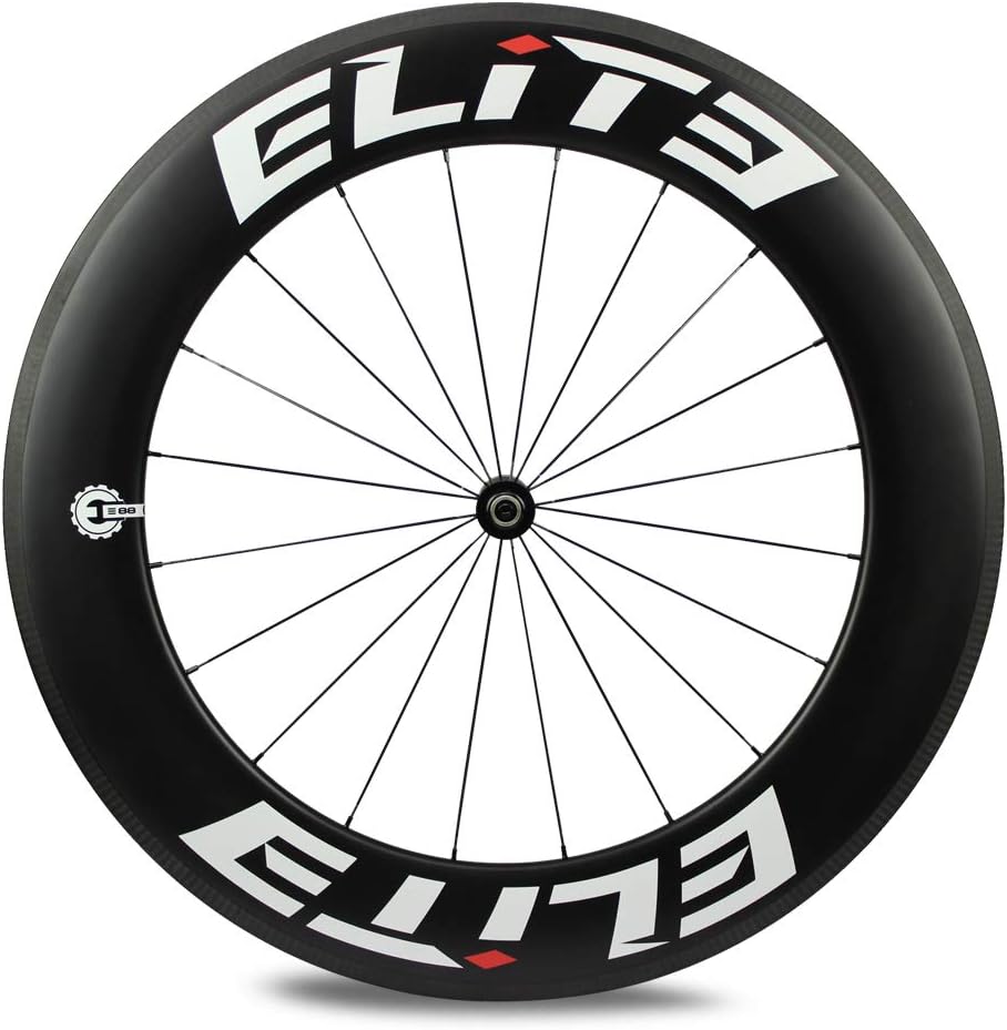 ELITEWHEELS Carbon Road Bike Wheel Tubeless 700c Wheelset with Low Resistance Ceramic Straight Pull Hub (88mm)
