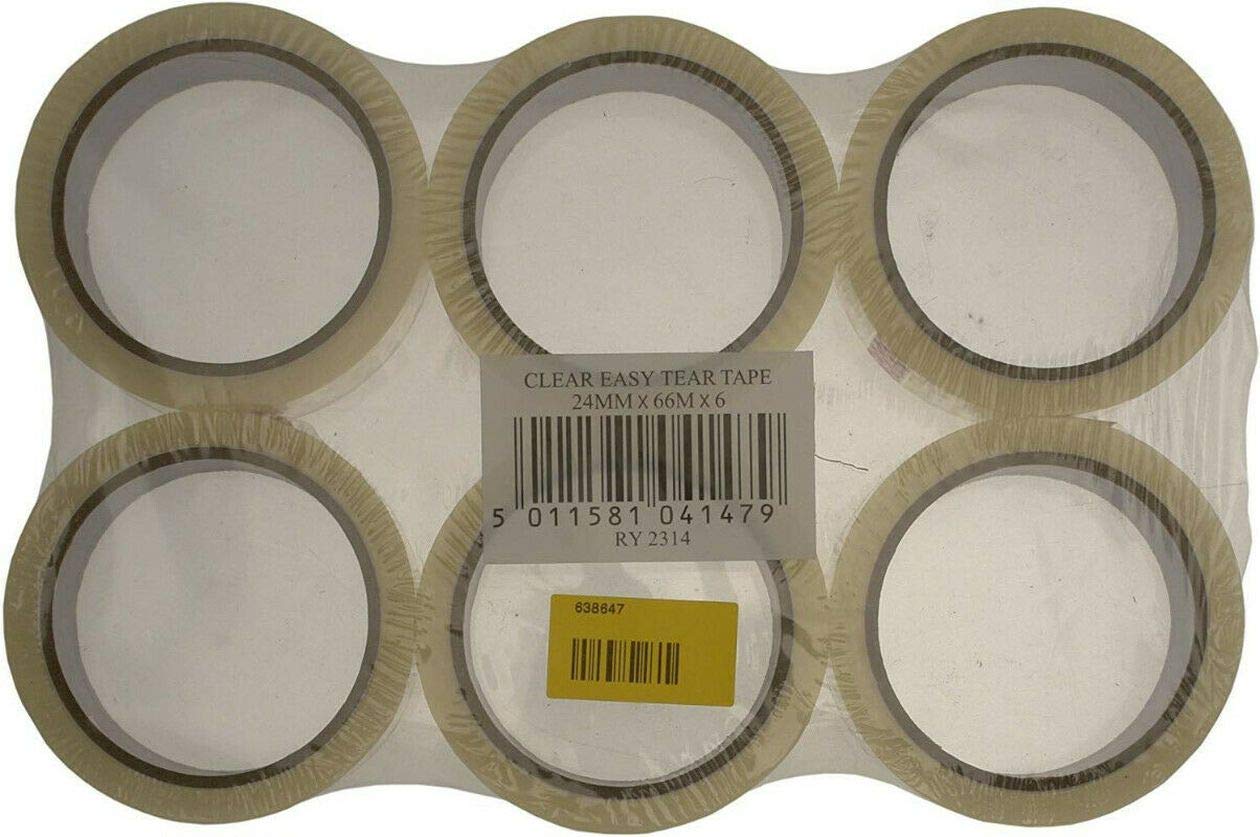 Uno CLEAR TAPE 25MMX66M POLYPROP [Pack 6]