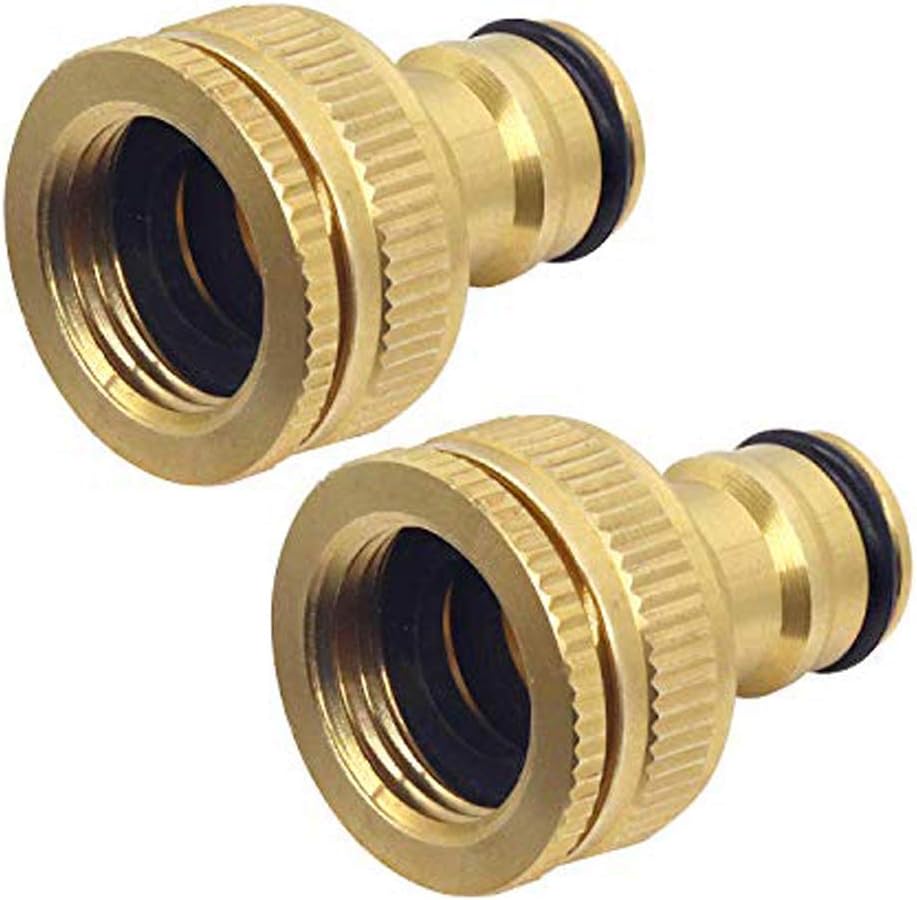 Hydrogarden Garden Hose Quick Connect,3/4 inch Brass Female Thread Tap Connector Male Quick Connector Adapter Hose Connectors Hose Fittings for Car Wash Guns Garden Irrigation Systems(1SET)