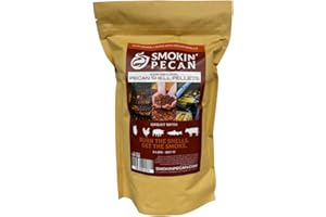 Smokin' Pecan Pecan Shell Pellets - 2 lb Bag - 100% Pecan Shell Pellets - Intended for Ninja Woodfire Outdoor Grill, Ooni Pellet Pizza Oven, Smoke Tubes and More - 2 lb Resealable Bag