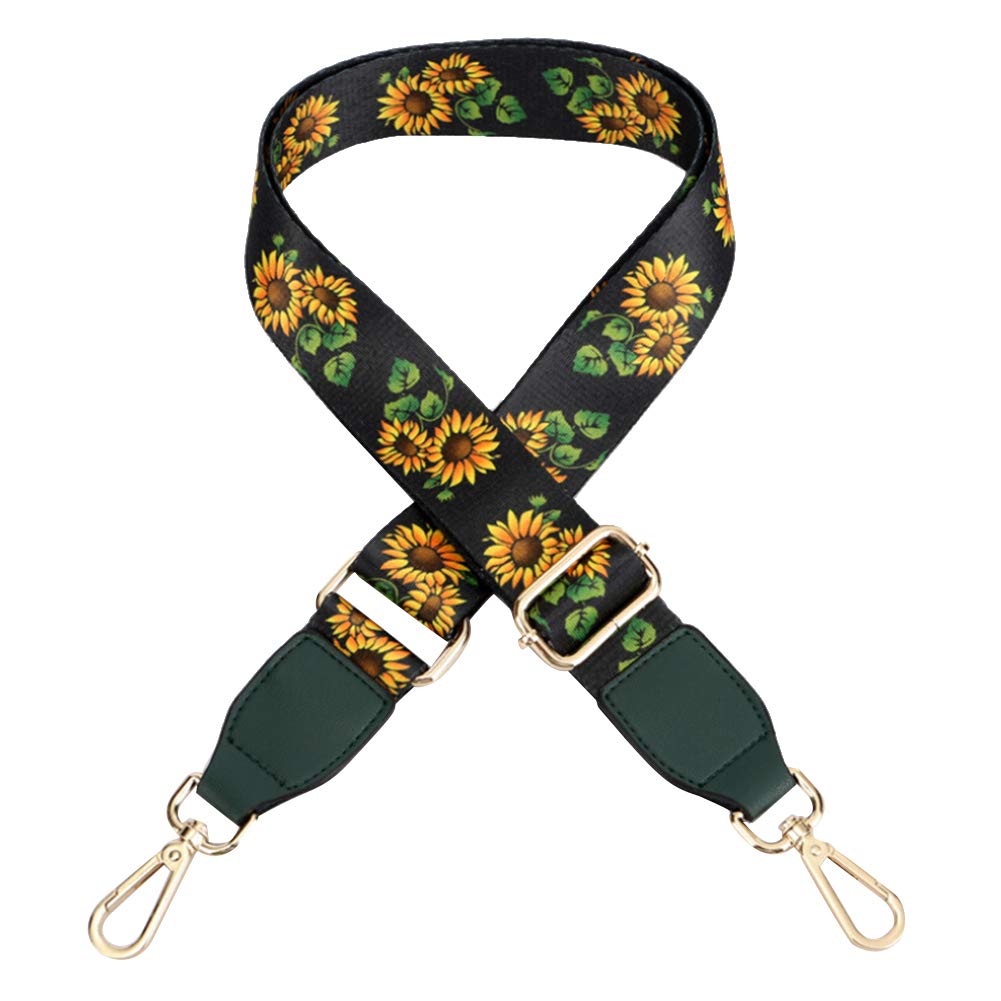 Amorar Adjustable Cotton Woven Bag Strap Ethnic Sunflower Shoulder Strap DIY Guitar Style Crossbody Handle Bag Replacement