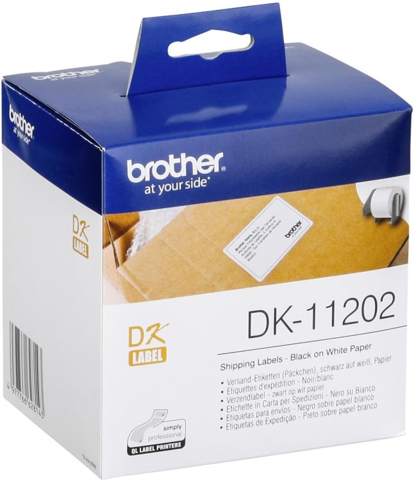 Brother DK-11202 Label Roll 62 mm x 100 mm Black on White 300 Labels
