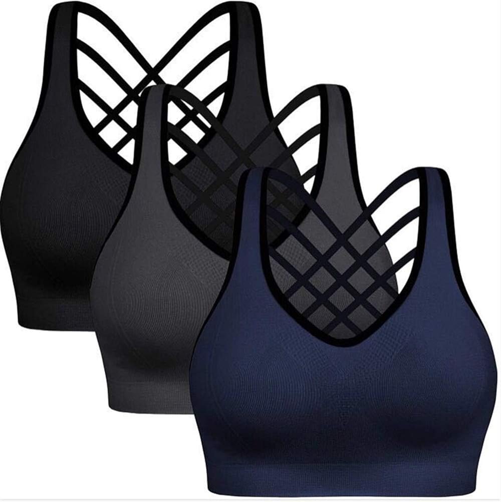 VELWINGS Women Padded Sexy Criss Cross Back Yoga Workout Bra Strappy