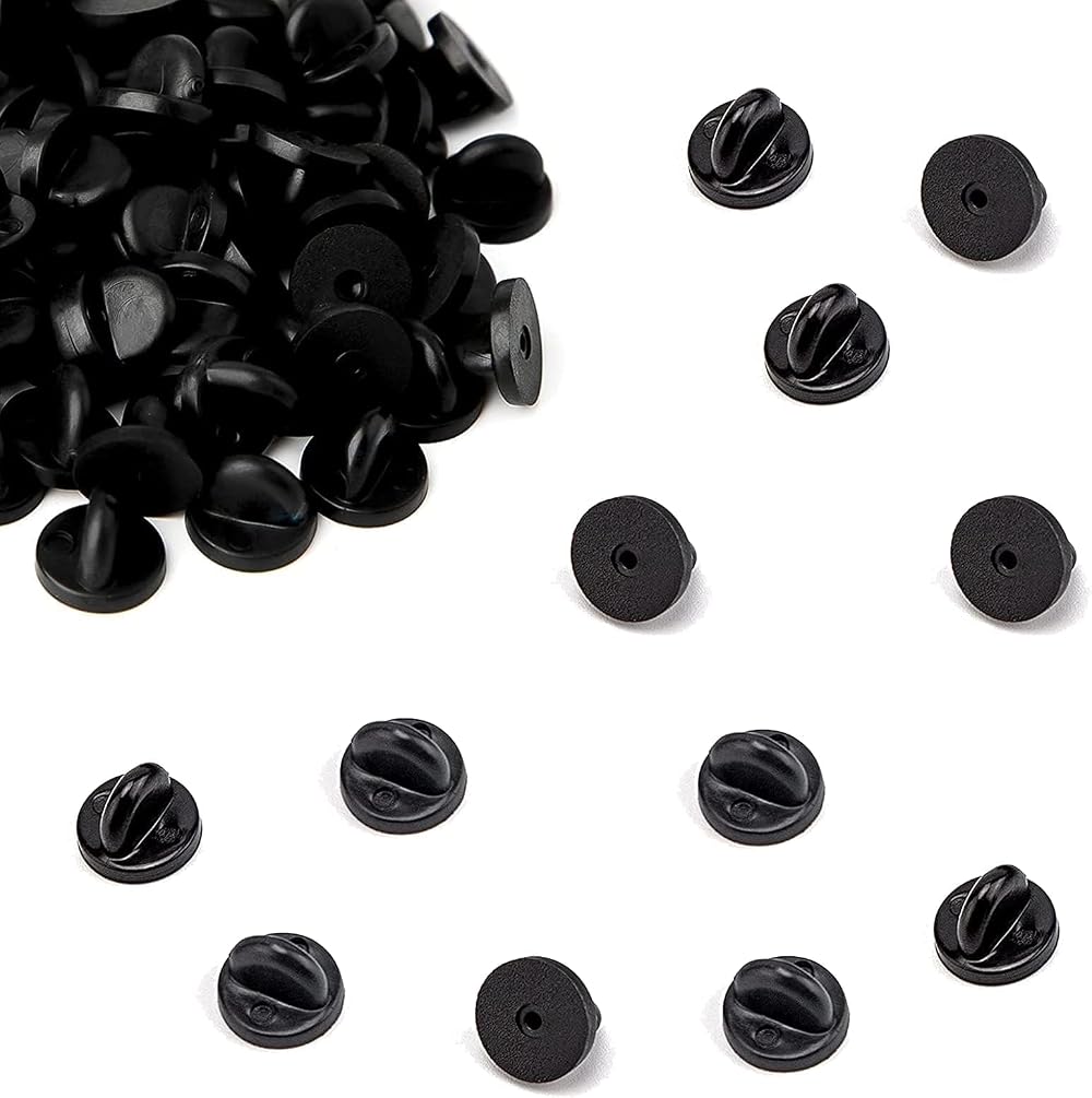 Siqian 30 Pcs Pin Back Locking Backs for Badges PVC Rubber 0.45 inch