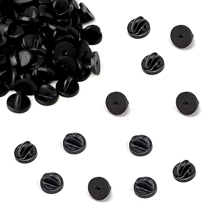 Siqian 30 Pcs Pin Back Locking Backs for Badges PVC Rubber 0.45 inch